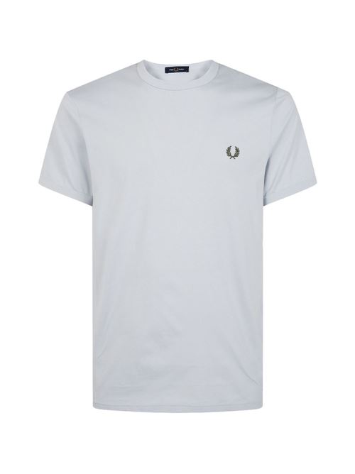 T-shirt uomo Fred Perry celeste con mini logo e bordi a contrasto FRED PERRY | M351928A